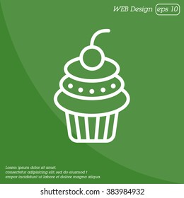 Web line icon. Cake. Birthday cake.