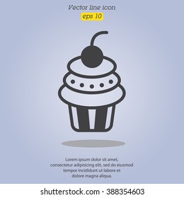 Web line icon. Cake. Birthday cake.
