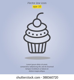 Web line icon. Cake. Birthday cake.