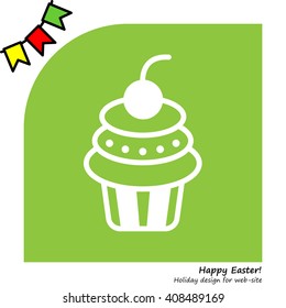 Web line icon. Cake. Birthday cake.