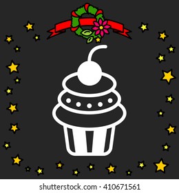 Web line icon. Cake. Birthday cake.