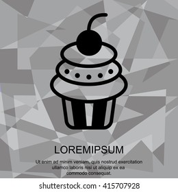 Web line icon. Cake. Birthday cake.