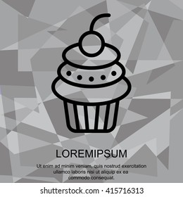 Web line icon. Cake. Birthday cake.