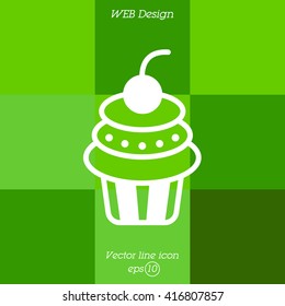Web line icon. Cake. Birthday cake.