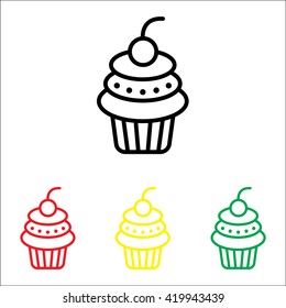 Web line icon. Cake. Birthday cake.