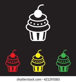 Web line icon. Cake. Birthday cake.