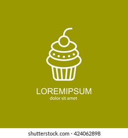 Web line icon. Cake. Birthday cake.
