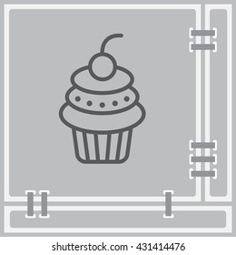 Web line icon. Cake. Birthday cake.