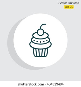 Web line icon. Cake. Birthday cake.
