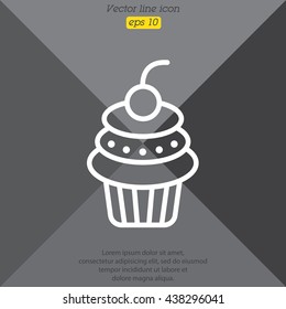 Web line icon. Cake. Birthday cake.