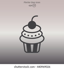 Web line icon. Cake. Birthday cake.
