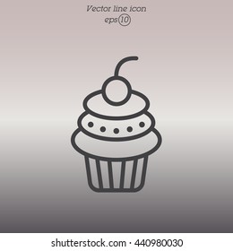Web line icon. Cake. Birthday cake.