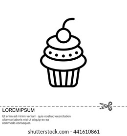 Web line icon. Cake. Birthday cake.