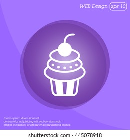 Web line icon. Cake. Birthday cake.