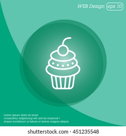 Web line icon. Cake. Birthday cake.