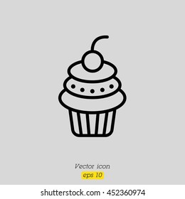 Web line icon. Cake. Birthday cake.