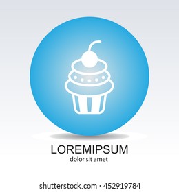 Web line icon. Cake. Birthday cake.