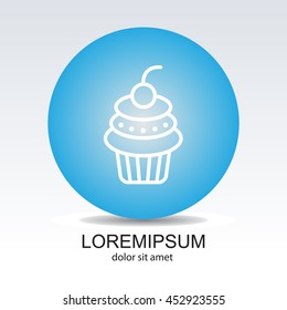 Web line icon. Cake. Birthday cake.