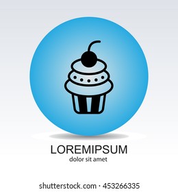 Web line icon. Cake. Birthday cake.