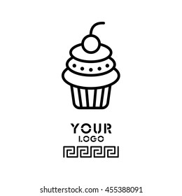 Web line icon. Cake. Birthday cake.