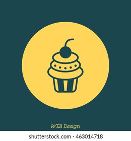 Web line icon. Cake. Birthday cake.