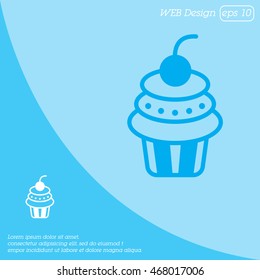Web line icon. Cake. Birthday cake.