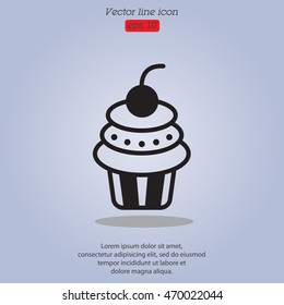 Web line icon. Cake. Birthday cake.