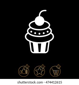 Web line icon. Cake. Birthday cake.