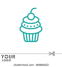 Web line icon. Cake. Birthday cake.