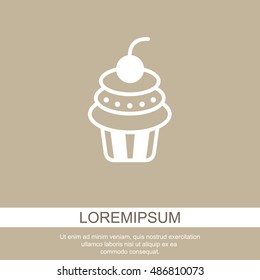 Web line icon. Cake. Birthday cake.