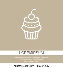 Web line icon. Cake. Birthday cake.
