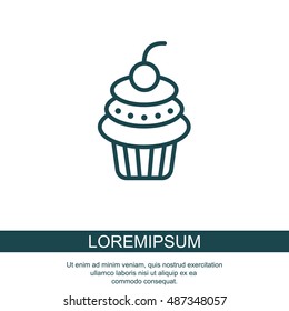 Web line icon. Cake. Birthday cake.