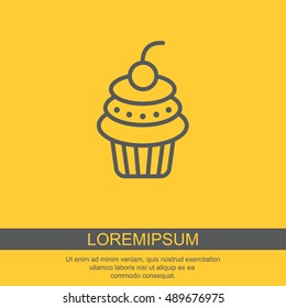 Web line icon. Cake. Birthday cake.