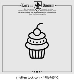 Web line icon. Cake. Birthday cake.