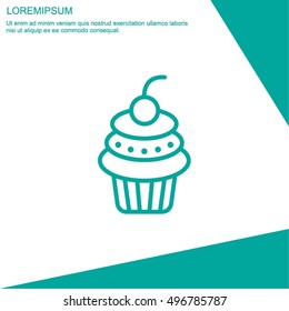 Web line icon. Cake. Birthday cake.