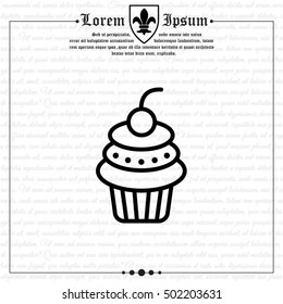 Web line icon. Cake. Birthday cake.