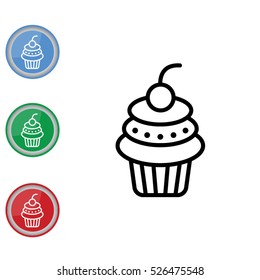 Web line icon. Cake. Birthday cake.