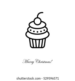 Web line icon. Cake. Birthday cake.