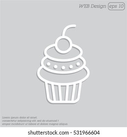 Web line icon. Cake. Birthday cake.