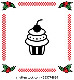 Web line icon. Cake. Birthday cake.