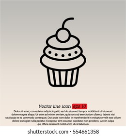 Web line icon. Cake. Birthday cake.