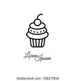 Web line icon. Cake. Birthday cake.