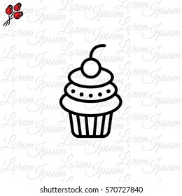 Web line icon. Cake. Birthday cake.
