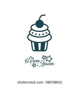 Web line icon. Cake. Birthday cake.