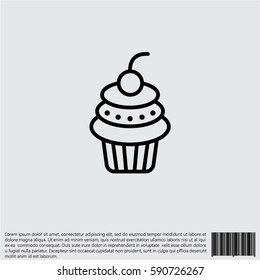 Web line icon. Cake. Birthday cake.
