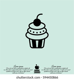 Web line icon. Cake. Birthday cake.