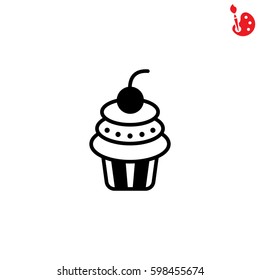 Web line icon. Cake. Birthday cake.