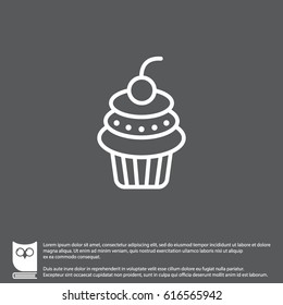 Web line icon. Cake. Birthday cake.