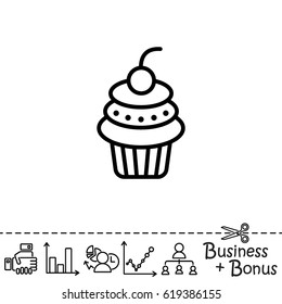 Web line icon. Cake. Birthday cake.