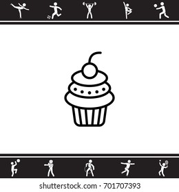Web line icon. Cake. Birthday cake.